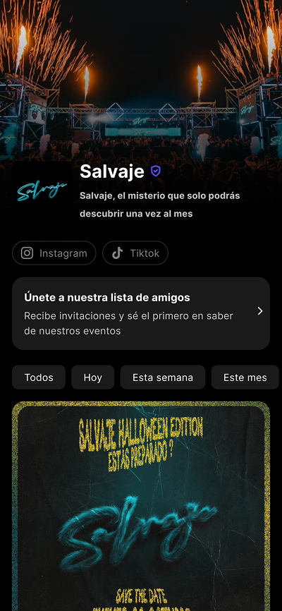Salvaje Event Page